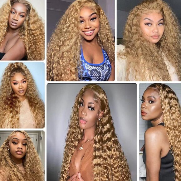 Blonde Deep Wave Clip in Hair Extensions - 20 Inch Real Remy Human Hair,120g 7pc main image 5